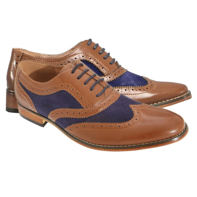 Goor Goor Men's 5 Eye Brogue Oxford Shoes in Navy - 3