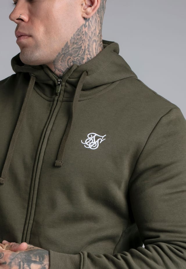 SikSilk SikSilk Men's Essentials Full Zip Hoodie in Khaki - 2