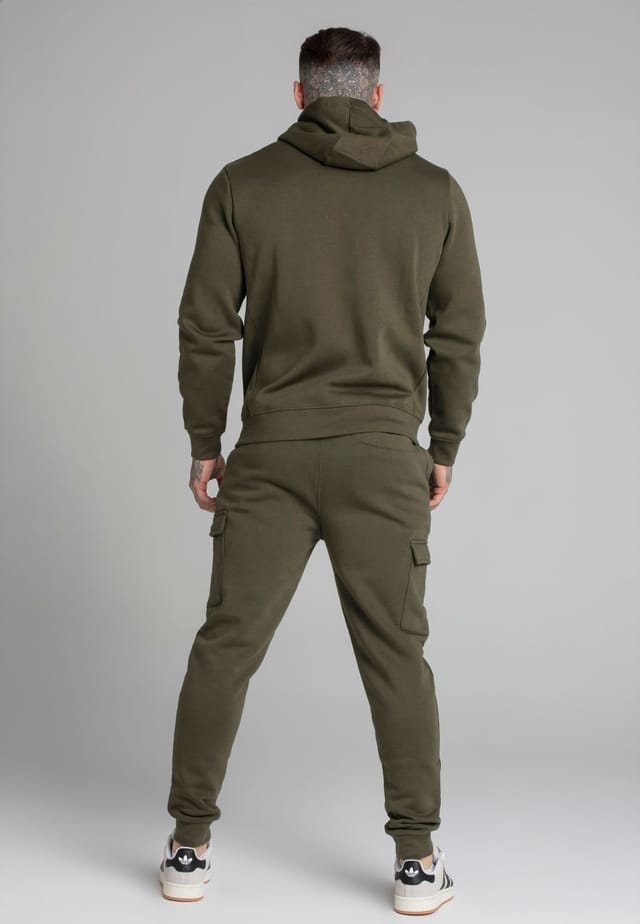 SikSilk SikSilk Men's Essentials Full Zip Hoodie in Khaki - 3