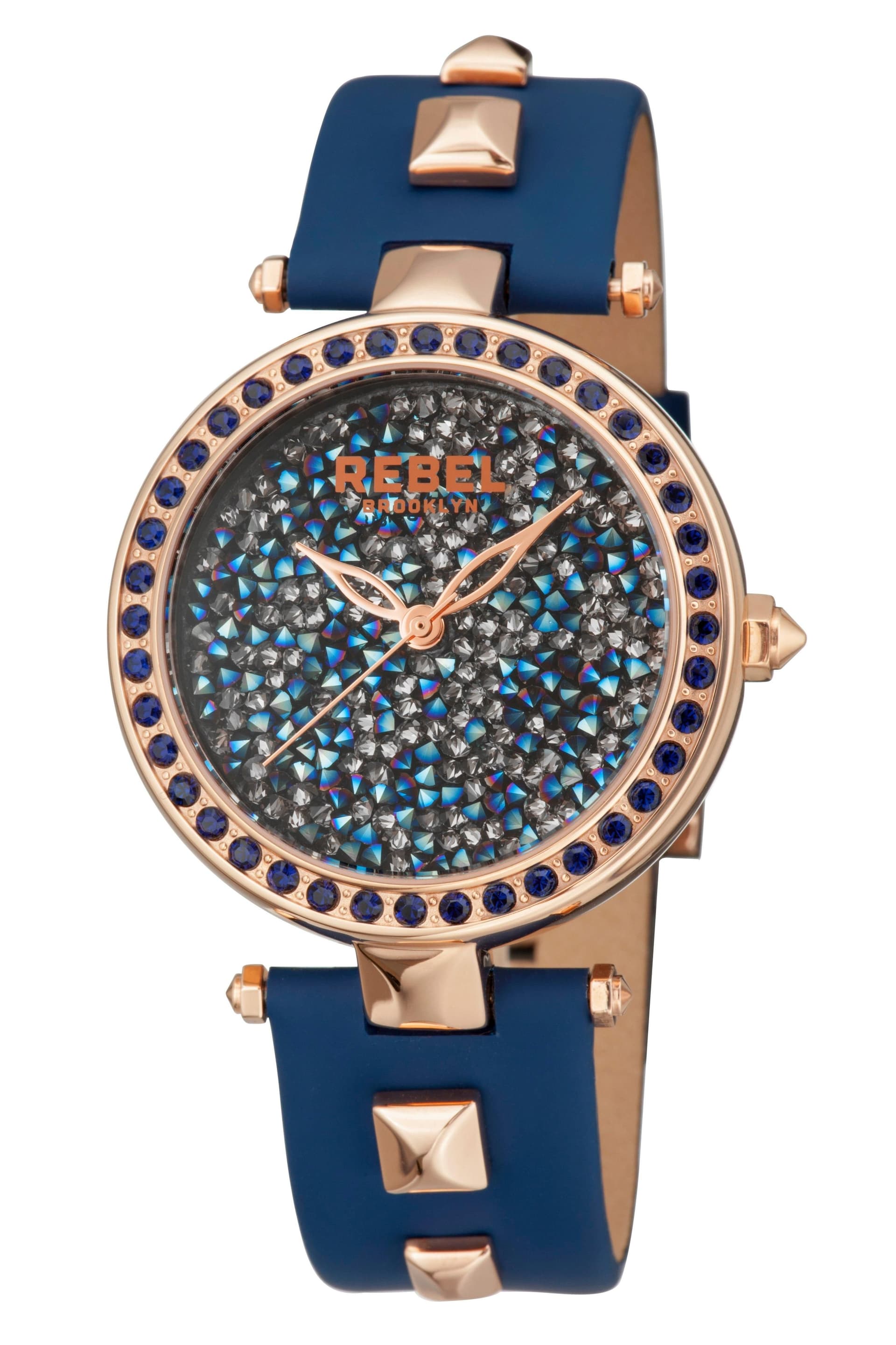 Rebel Rebel Women's Rockaway Parkway Blue/Silver Dial Leather Watch in Silver