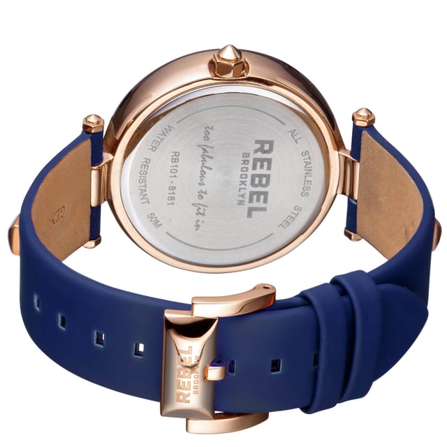 Rebel Rebel Women's Rockaway Parkway Blue/Silver Dial Leather Watch in Silver - 2
