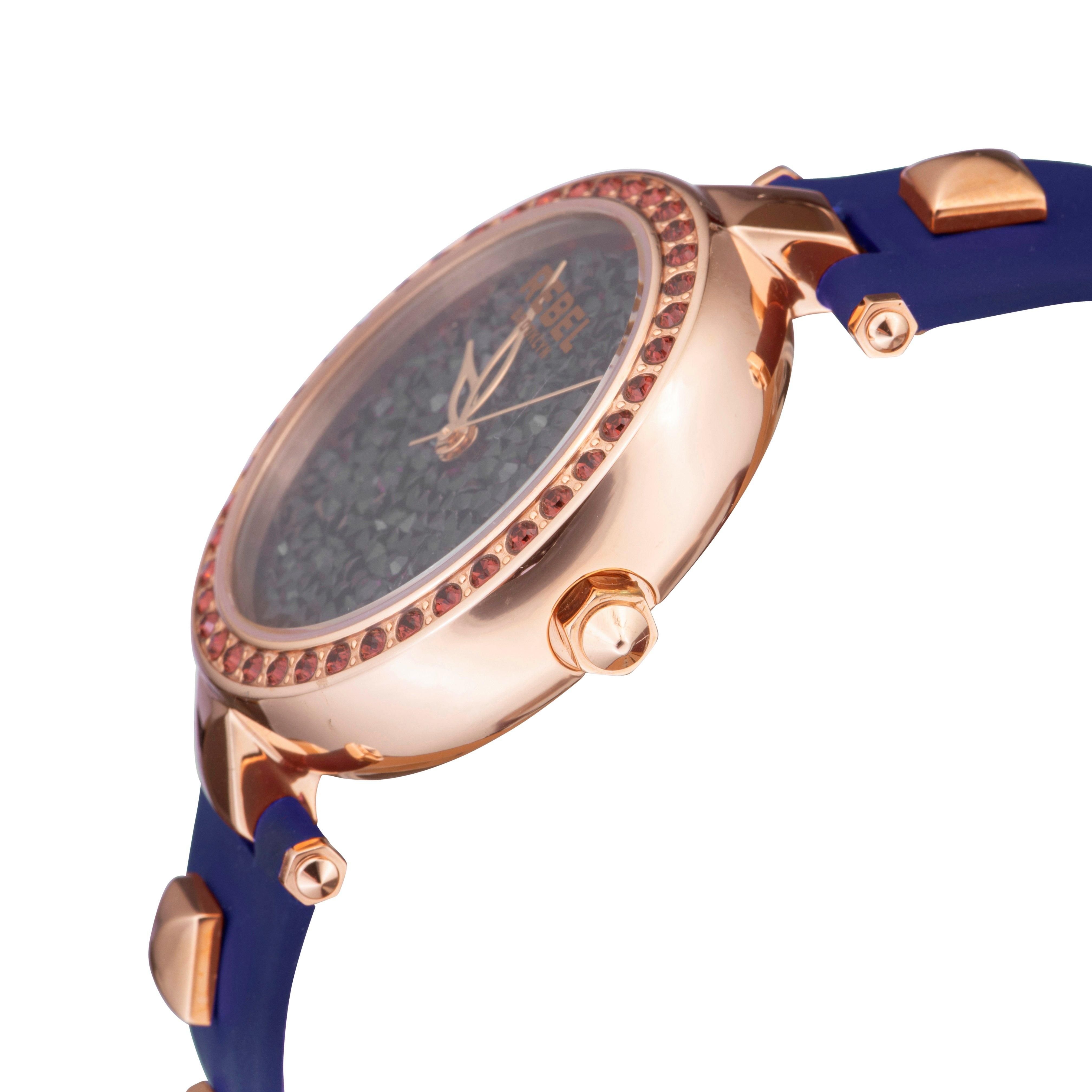 Rebel Rebel Women's Rockaway Parkway Blue/Silver Dial Leather Watch in Silver - 3