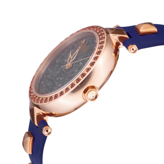 Rebel Rebel Women's Rockaway Parkway Blue/Silver Dial Leather Watch in Silver - 3