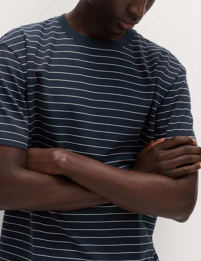 Marks & Spencer M&S The Ultimate Cotton Rich Breton T-Shirt Navy Mix - 2
