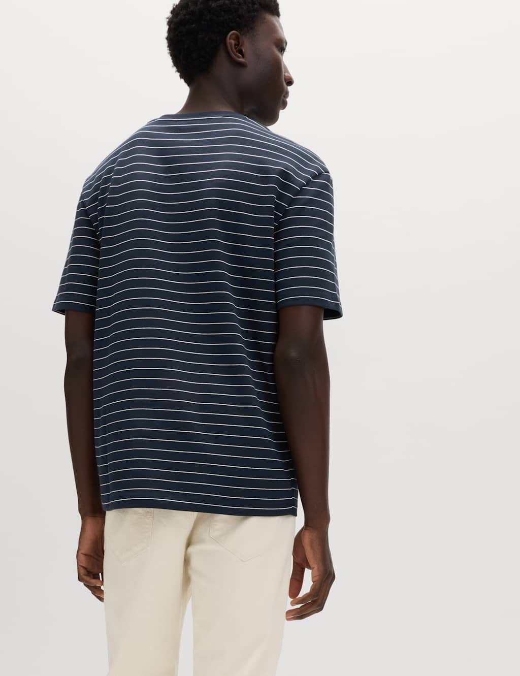 Marks & Spencer M&S The Ultimate Cotton Rich Breton T-Shirt Navy Mix - 3