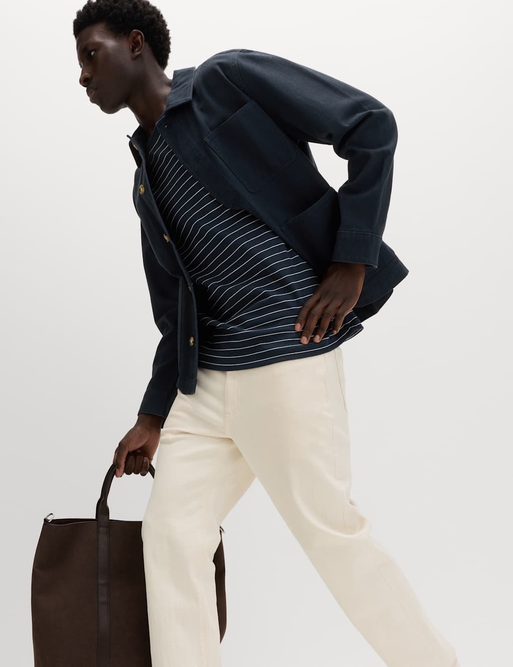 Marks & Spencer M&S The Ultimate Cotton Rich Breton T-Shirt Navy Mix - 4