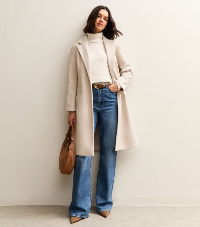 New Look Women's Off White Open Front Longline Coat New Look - 3