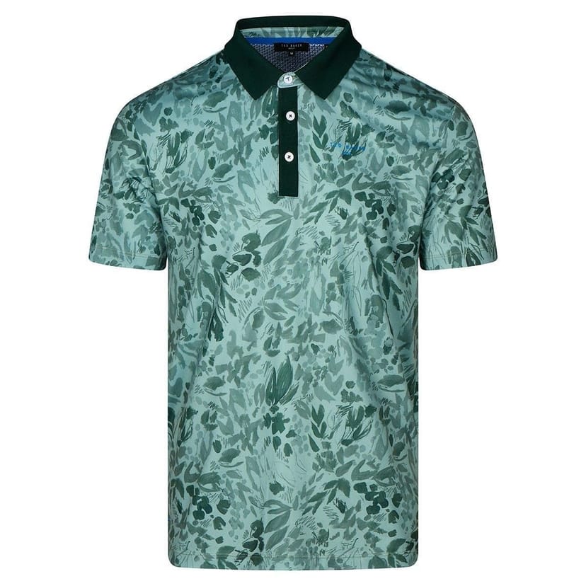Ted Baker Ted Baker Men's Barnnes Floral Print Golf Polo Shirt in Pale Green - 1