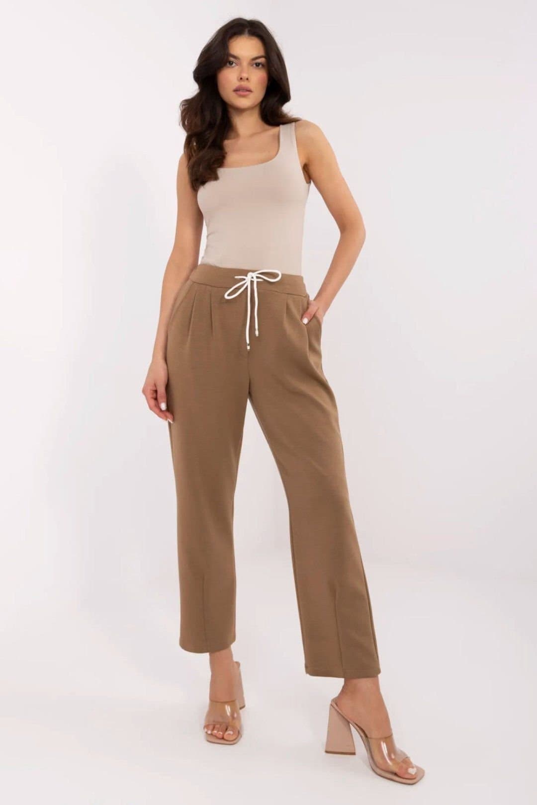 Love Lace Love Lace Women's High Waist Straight Tracksuit Pants in Brown