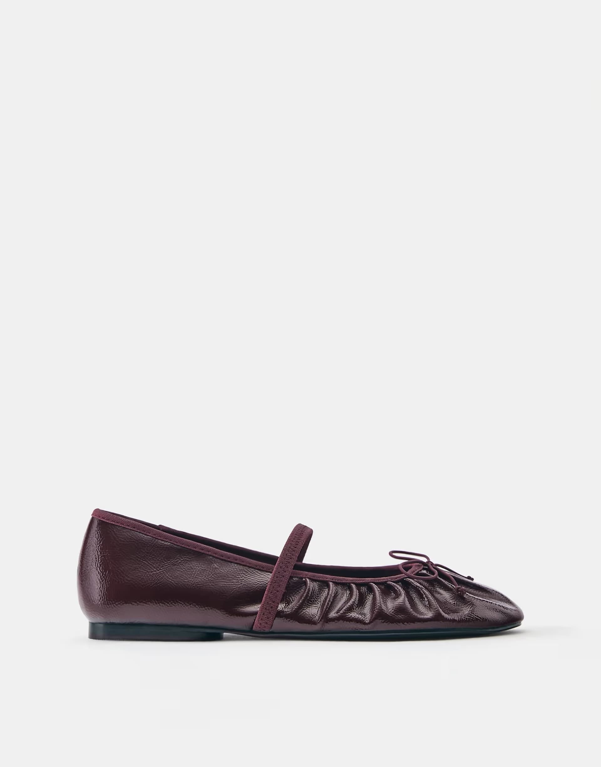 ASOS Pull&Bear Gathered ballerina pumps in maroon