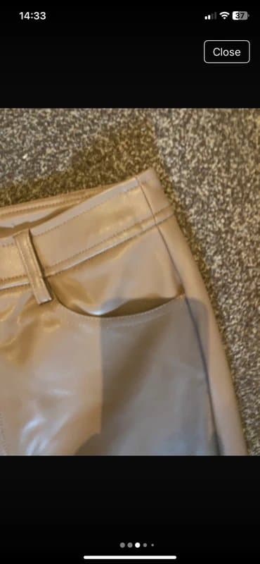 ASOS ASOS Design Taupe Beige Brown Faux Leather Straight Trousers sz 8 L29 BNWT