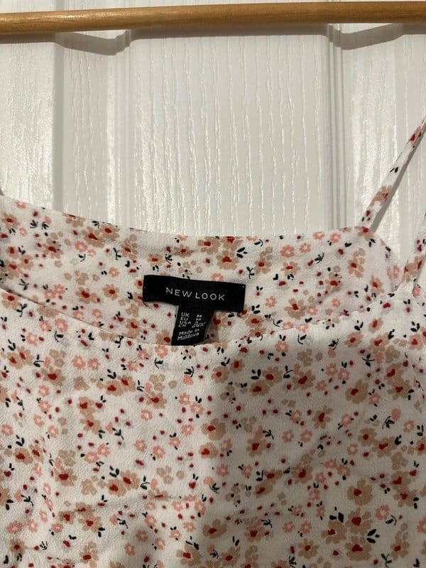 New Look White Floral Camisole Top - Size M
