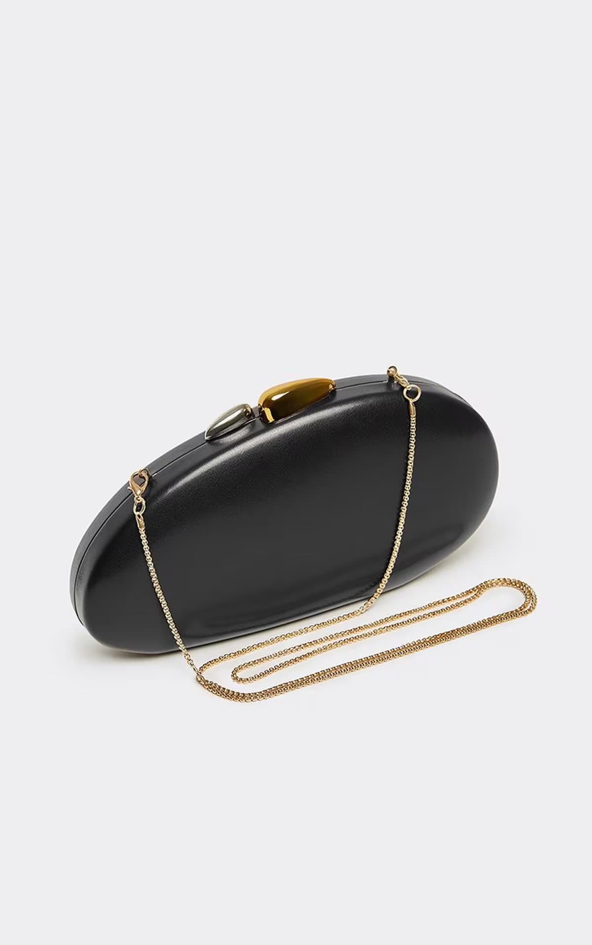 EGO Wyatt Gold And Silver Clasp Shaped Clutch Bag In Black Faux Leather, Women's Size UK 0