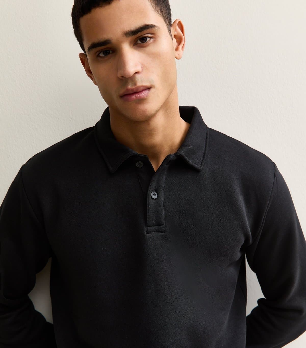 jack & jones Men's Black Polo Collar Sweatshirt Jack & Jones New Look
