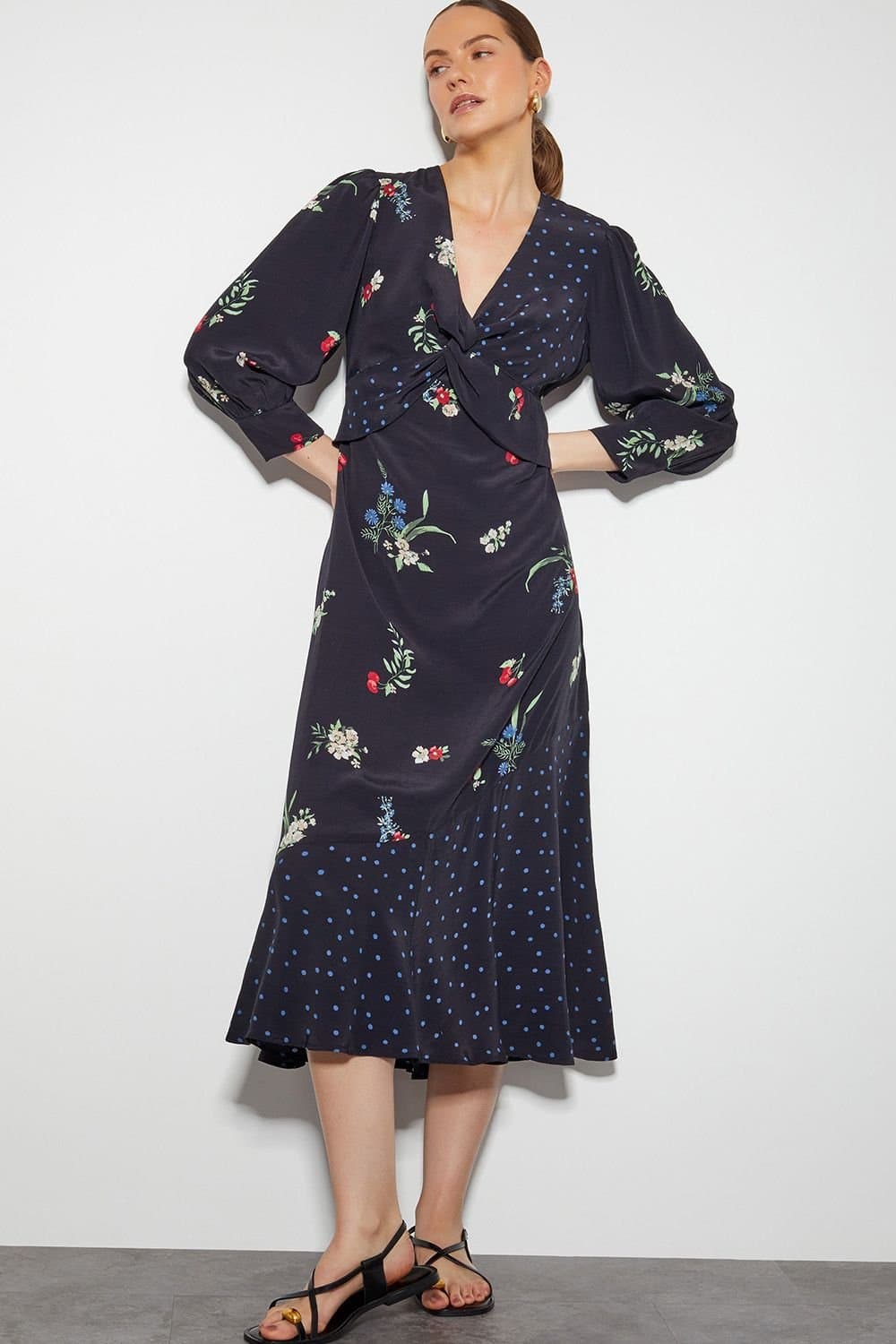 Monsoon Monsoon Women's Tina Twist Front Midi Dress Black