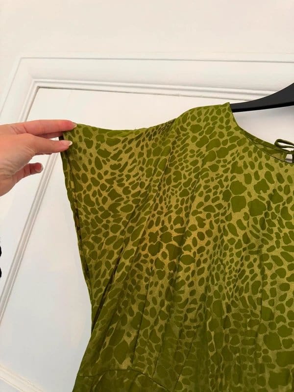 Never Fully Dressed Green Leopard Satin Midi-Maxi Dress