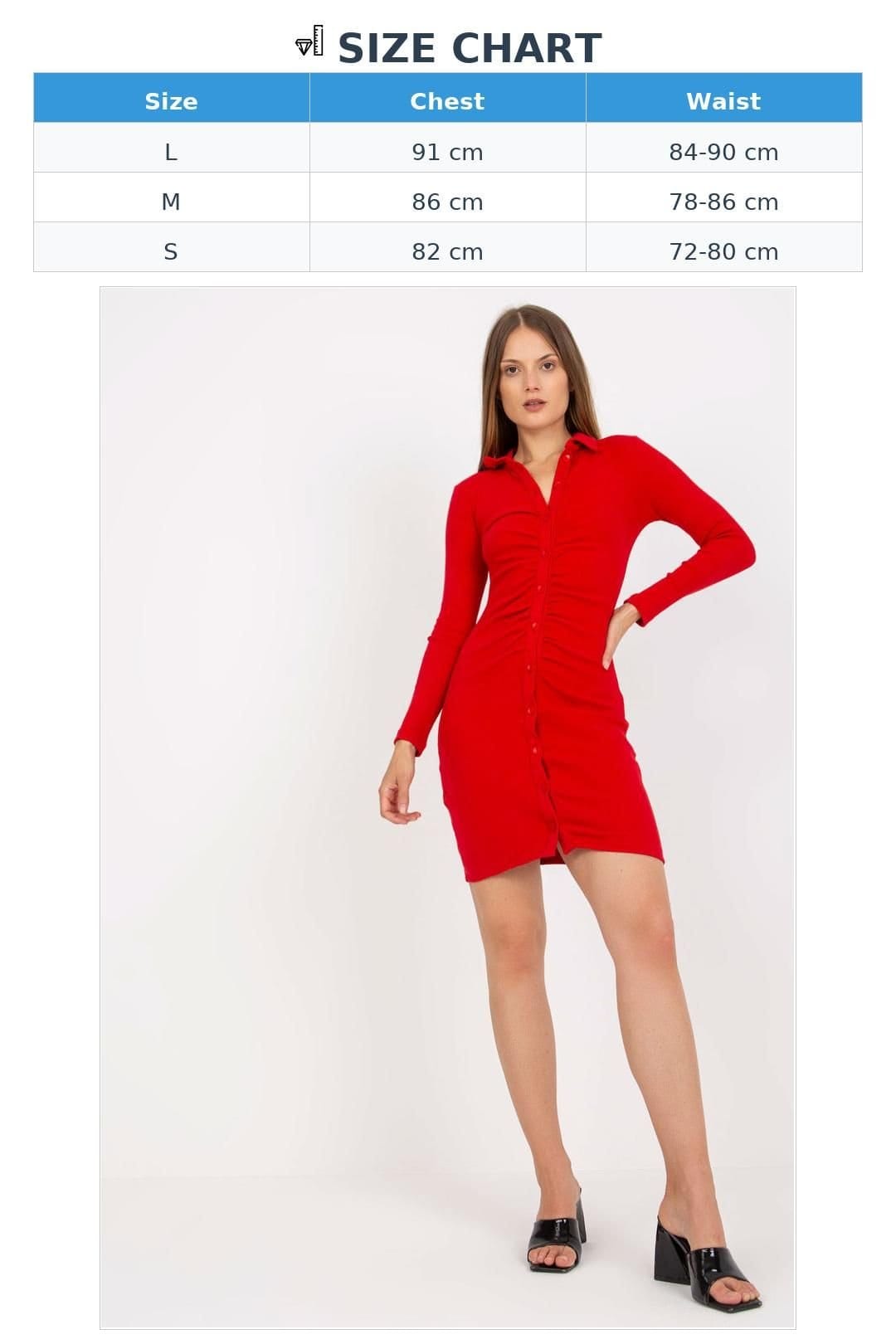 Love Lace Love Lace Women's Button Front Pencil Cut Long Sleeve Dress in Red - 4