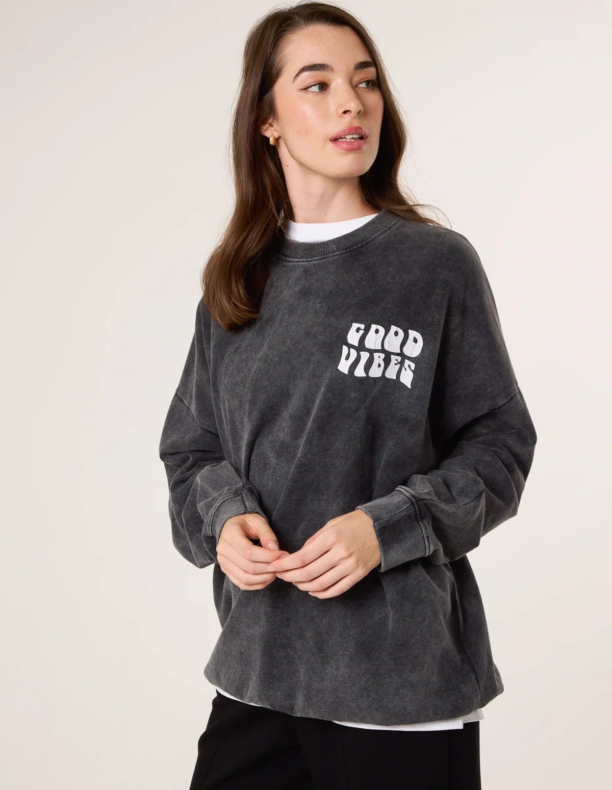 Blue Vanilla Blue Vanilla Grey Oversized Sweatshirt