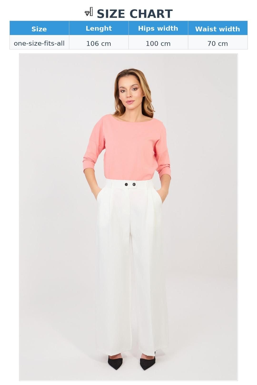 Love Lace Love Lace Women's High Waisted Elegant Wide Leg Trousers in White - 4