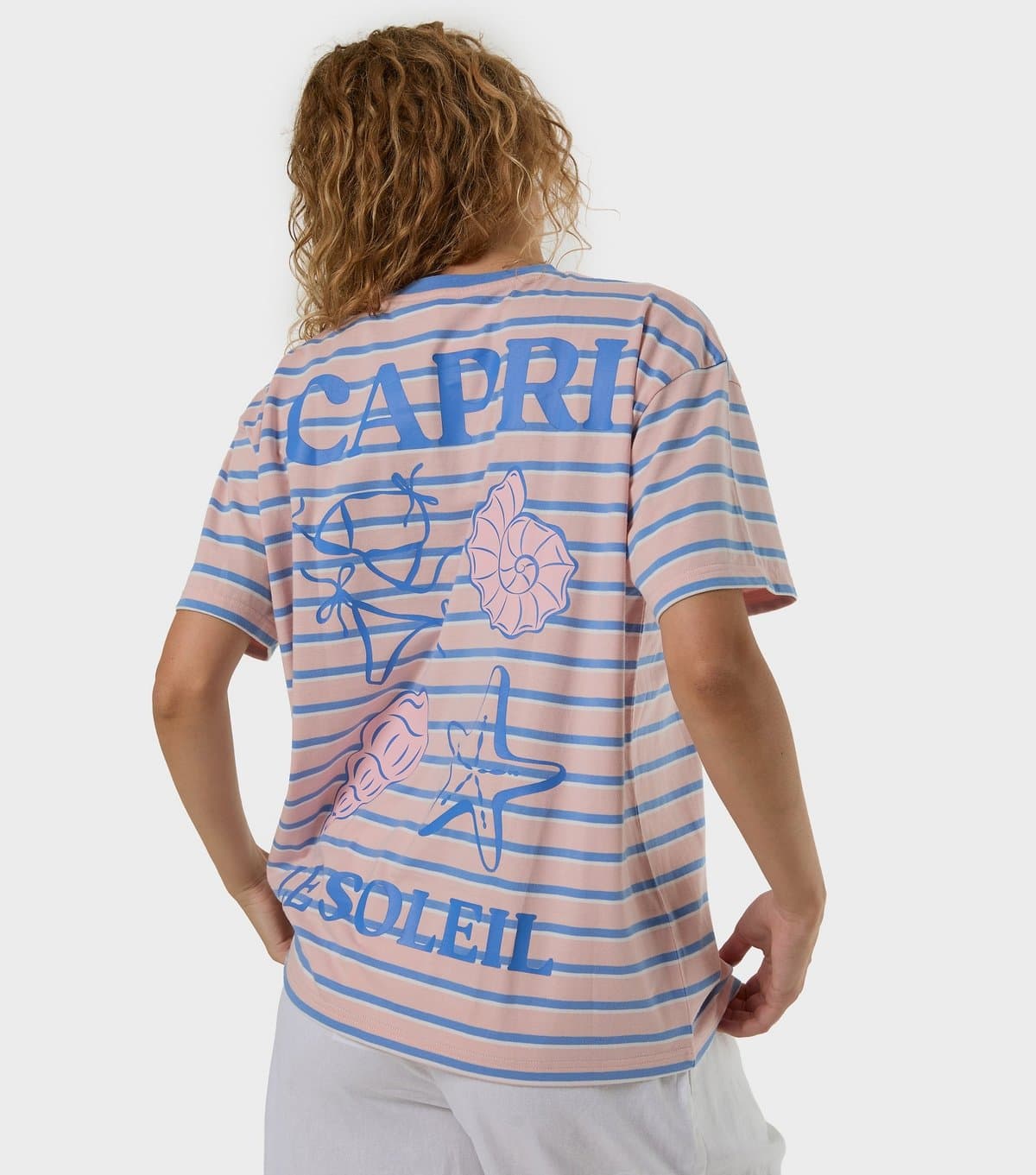 Skinnydip Women's Pink Cotton Striped Capri Logo T-Shirt Skinnydip New Look