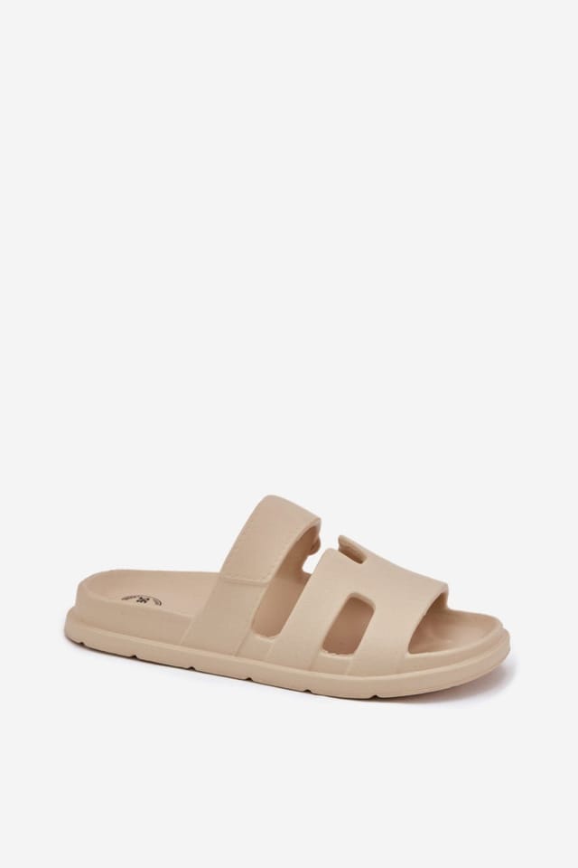 Love Lace Love Lace Women's Foam Clogs Slip On Sandal with Velcro Style Strap Cuts Modern in Beige - 2