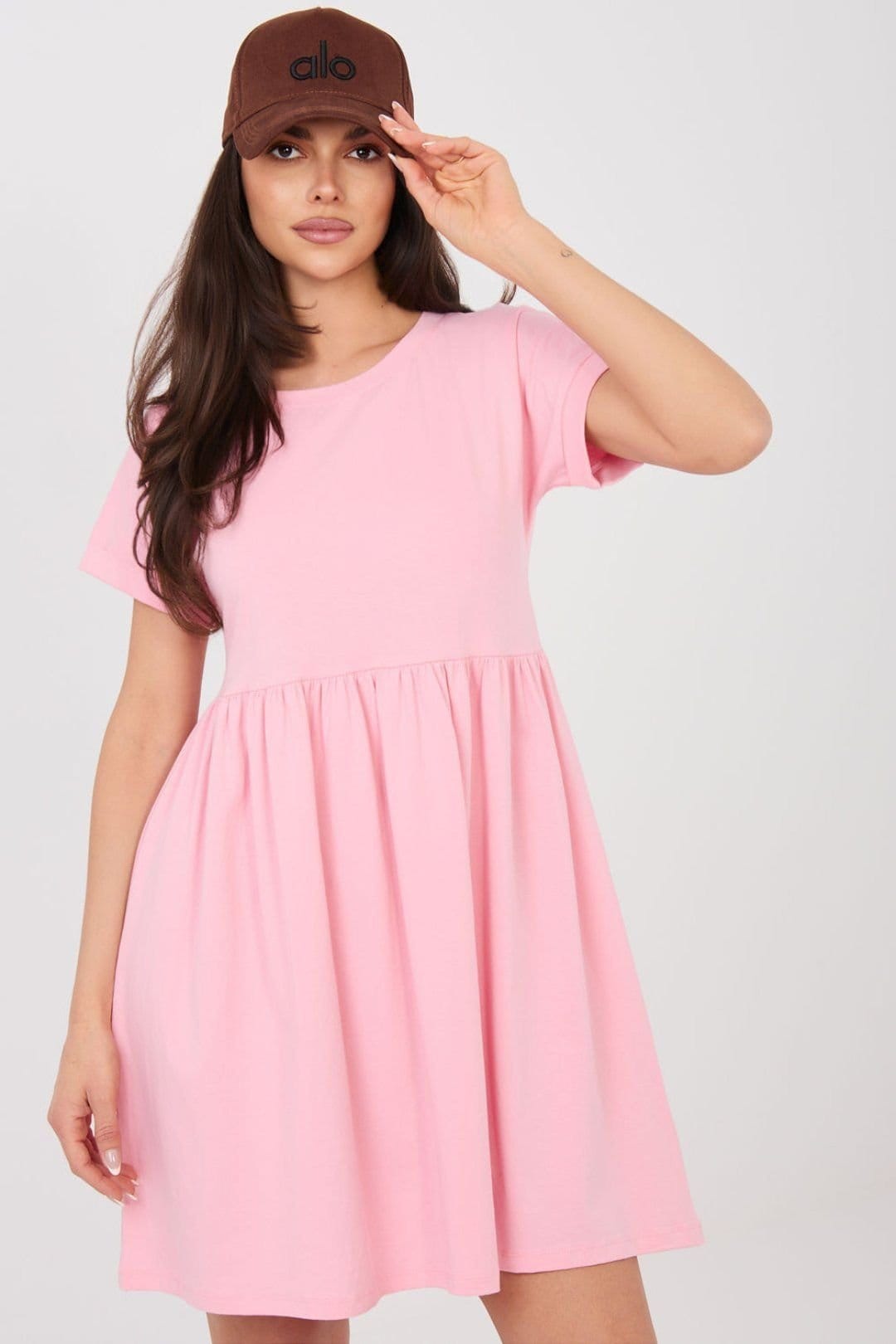 Love Lace Pink Cotton Flared Dress