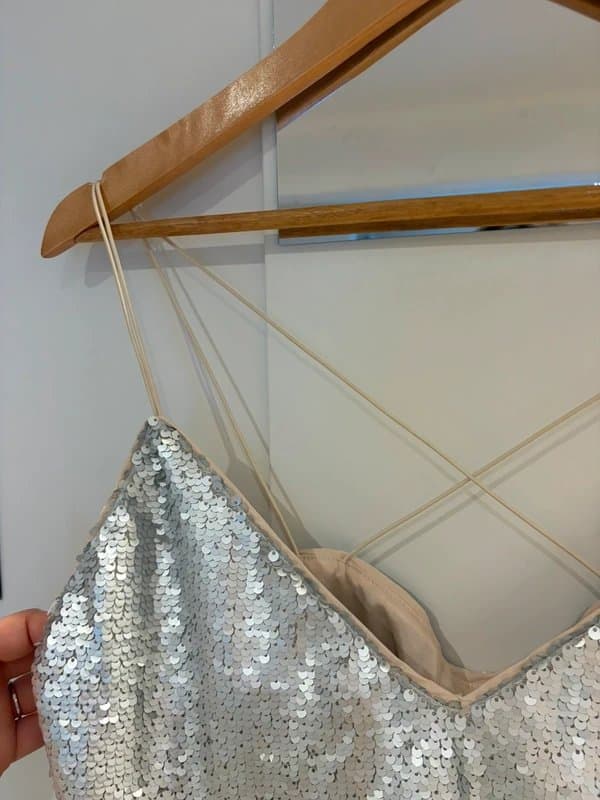 ASOS ASOS silver sequin strappy cami top