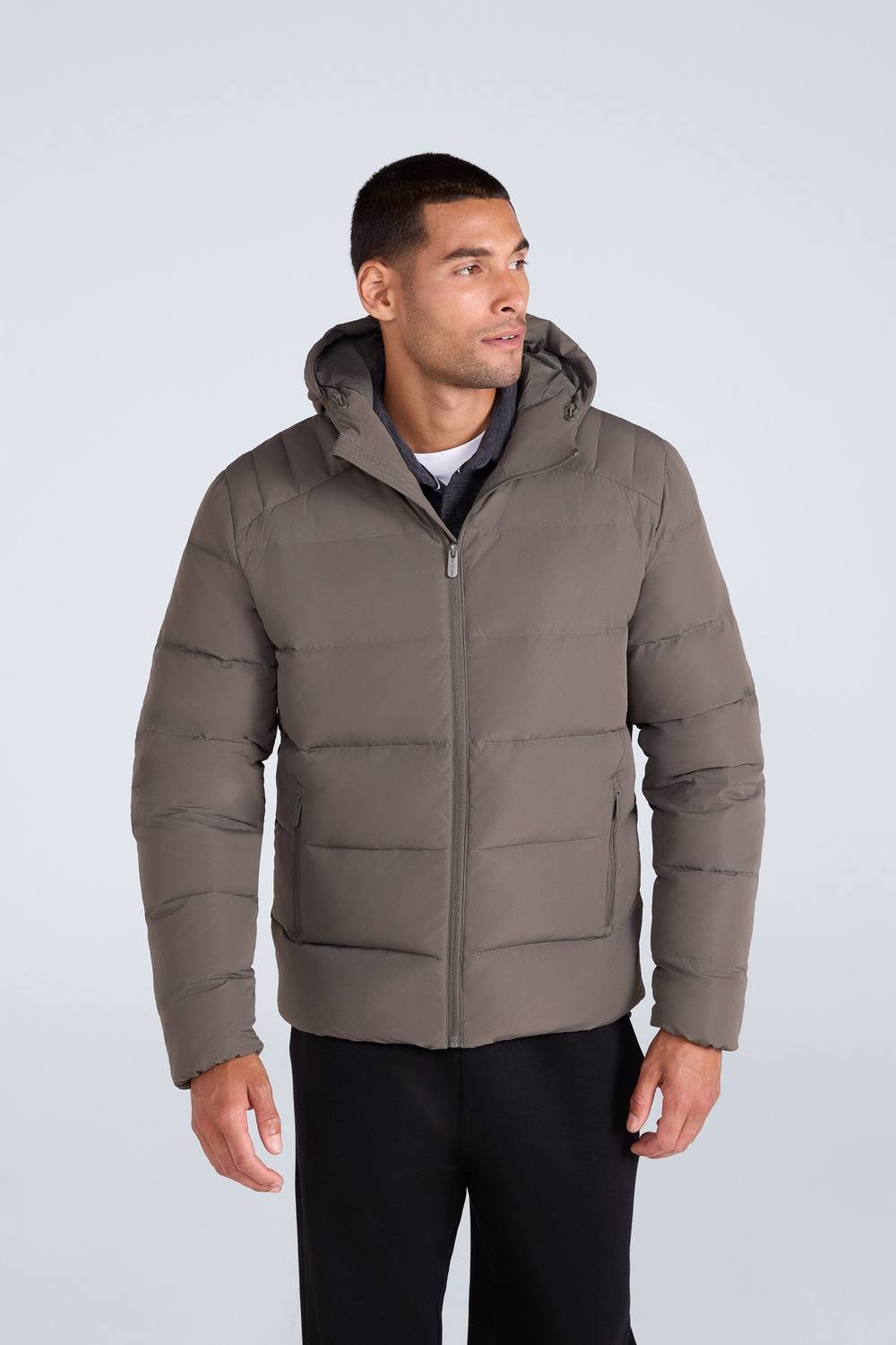 Animal Animal Men's 'Tech Down' Warm Water Resistant Adjustable Hood Comfy Winter Jacket in Olive - 2
