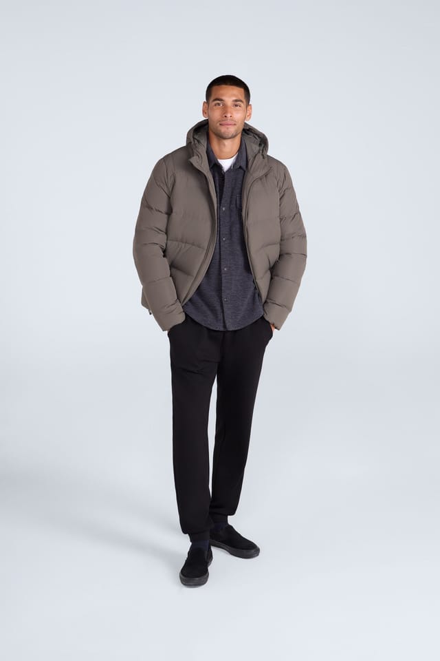 Animal Animal Men's 'Tech Down' Warm Water Resistant Adjustable Hood Comfy Winter Jacket in Olive - 2