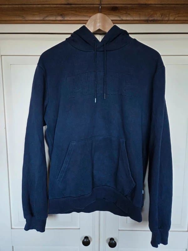 Puma Puma Navy Embossed Logo Hoodie | Size Small | Classic Fit