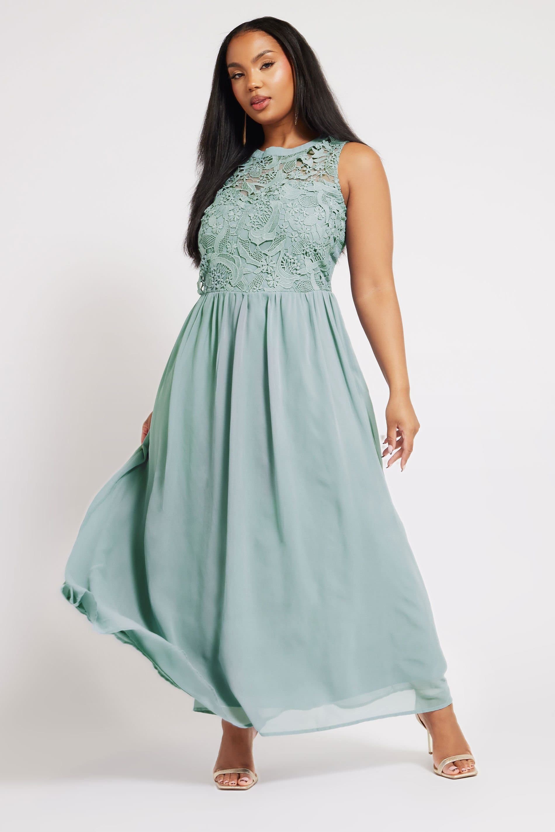 Yours Yours Women's Chiffon Maxi Dress in Pale Blue