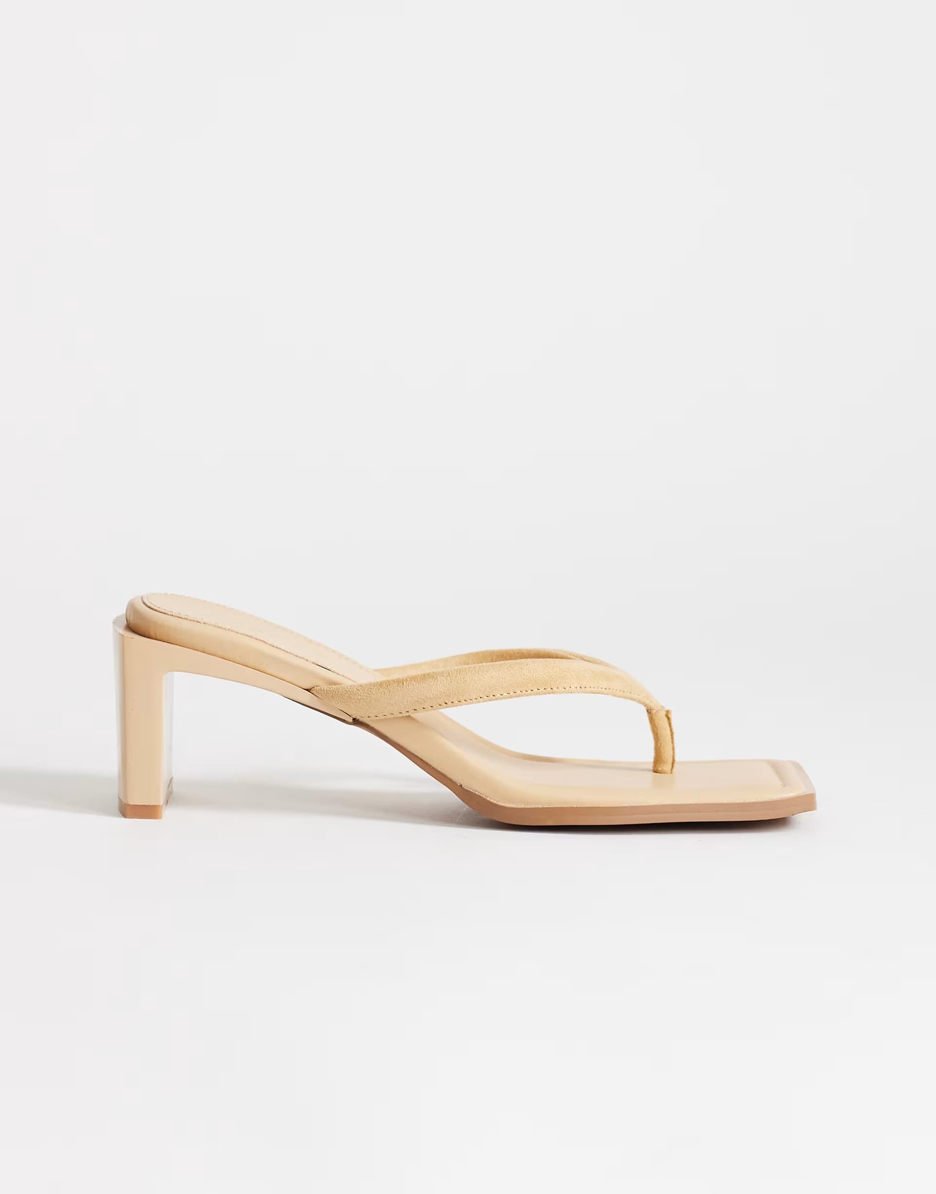 ASOS Topshop Sadie toe thong mid heel in camel