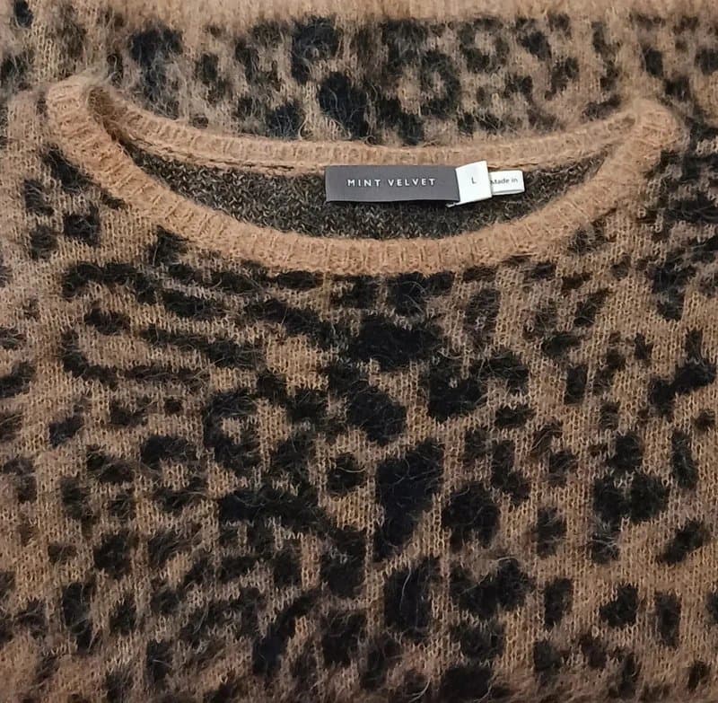 Mint Velvet Mint Velvet Leopard Print Fluffy Cropped Knit Top RRP £99  - size L/14