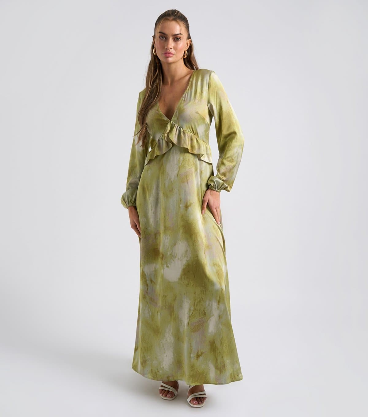 Urban Bliss Women's Green Ruffle-Trim Maxi Dress Urban Bliss New Look