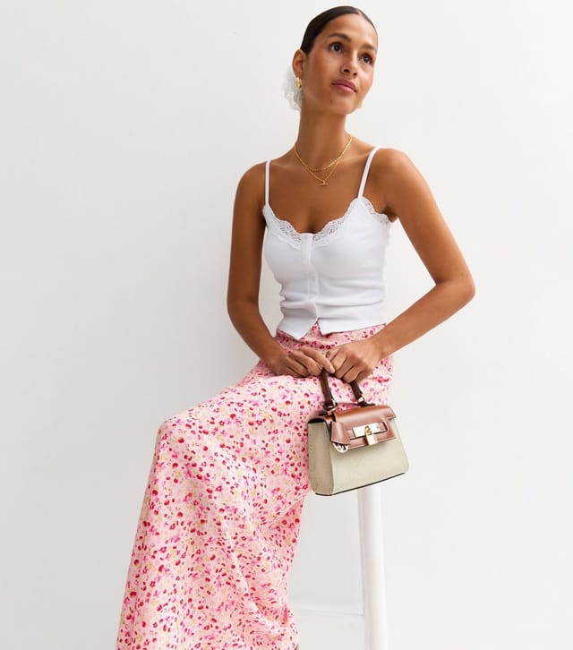 New Look Women's Pink Floral Fruit Print Midi Skirt New Look - 3