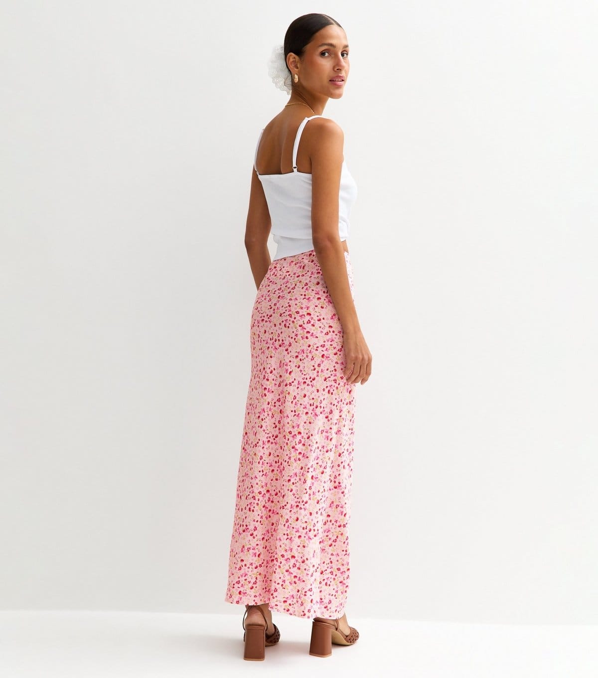 New Look Women's Pink Floral Fruit Print Midi Skirt New Look - 4