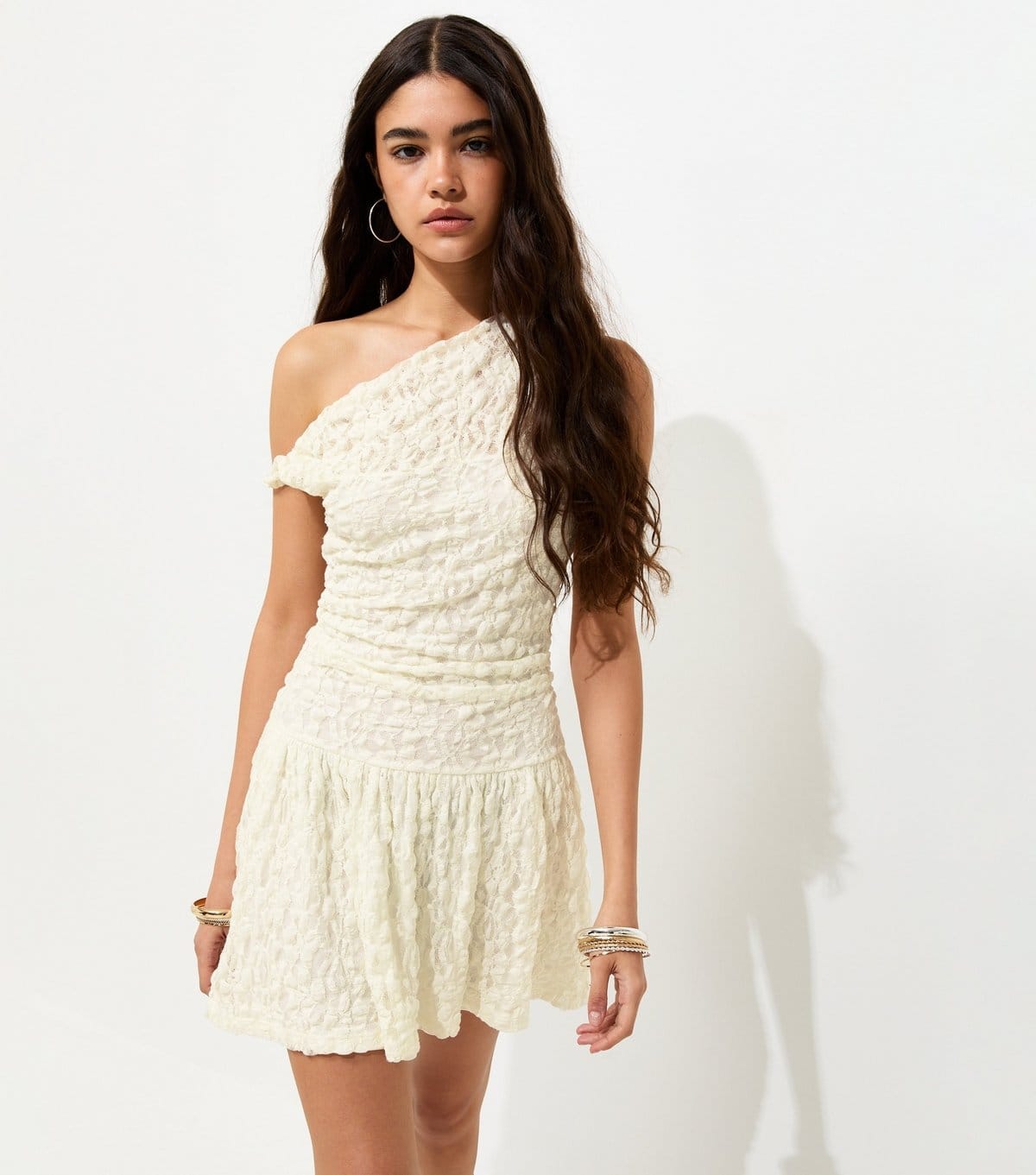 New Look Women's Cream Lace Off The Shoulder Rara Mini Dress New Look - 4