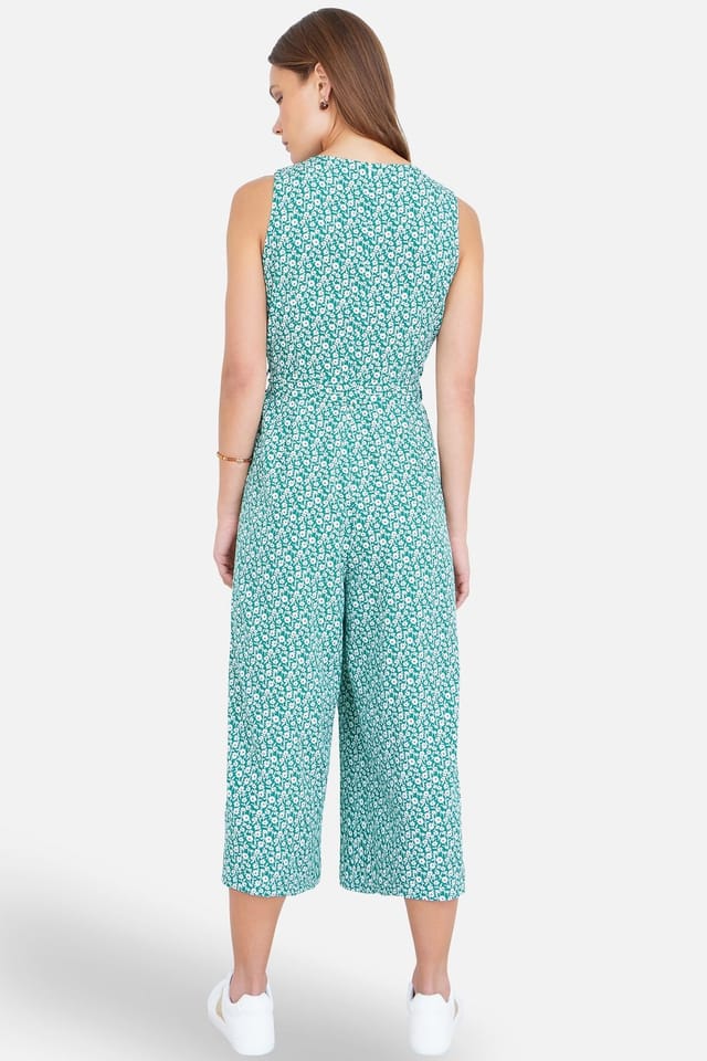 Yumi Yumi Women's Green Ditsy Culotte Jumpsuit - 3