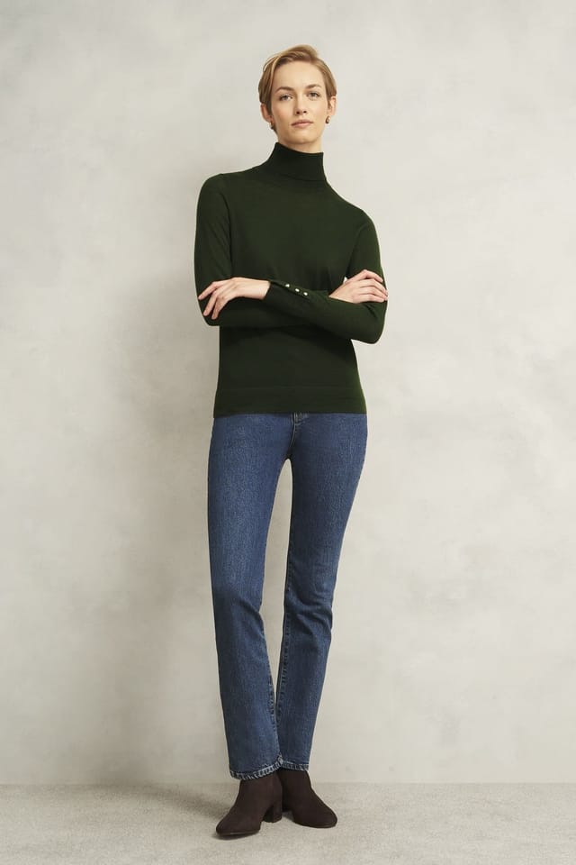 Hobbs London Hobbs London Women's Lara Rollneck Jumper in Bottle Green - 3
