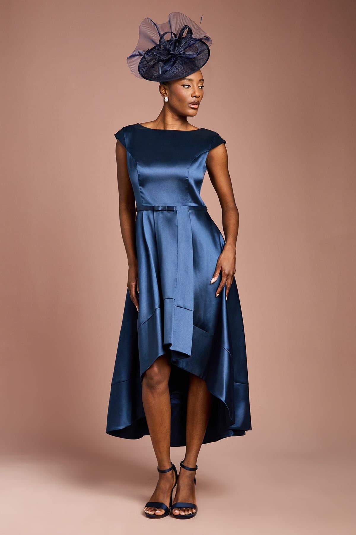 Coast Coast Women's Twill Hi-Lo Midi Dress in Navy