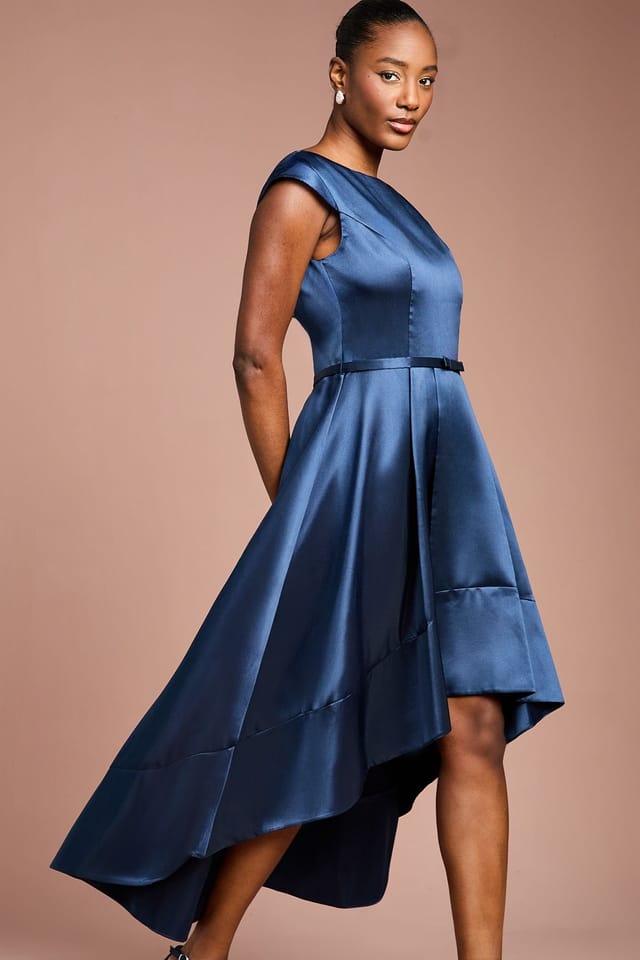 Coast Coast Women's Twill Hi-Lo Midi Dress in Navy - 2