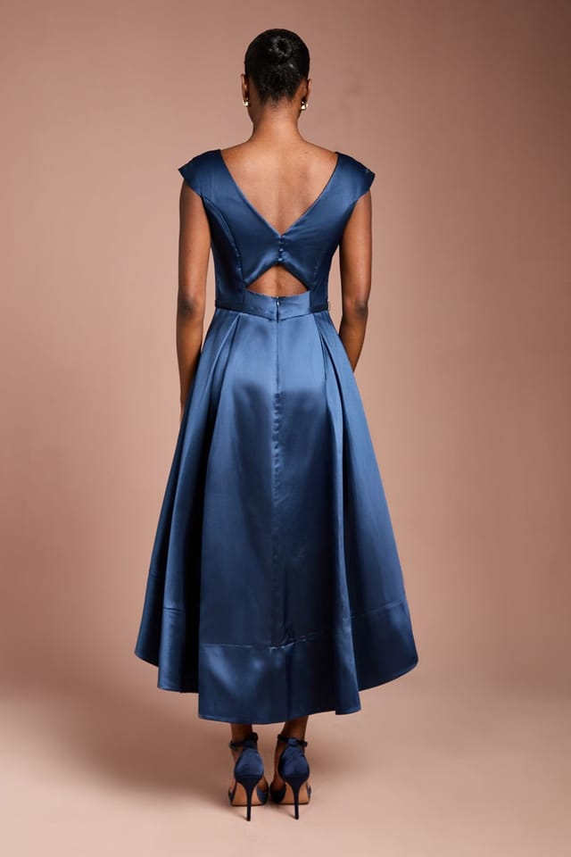 Coast Coast Women's Twill Hi-Lo Midi Dress in Navy - 3
