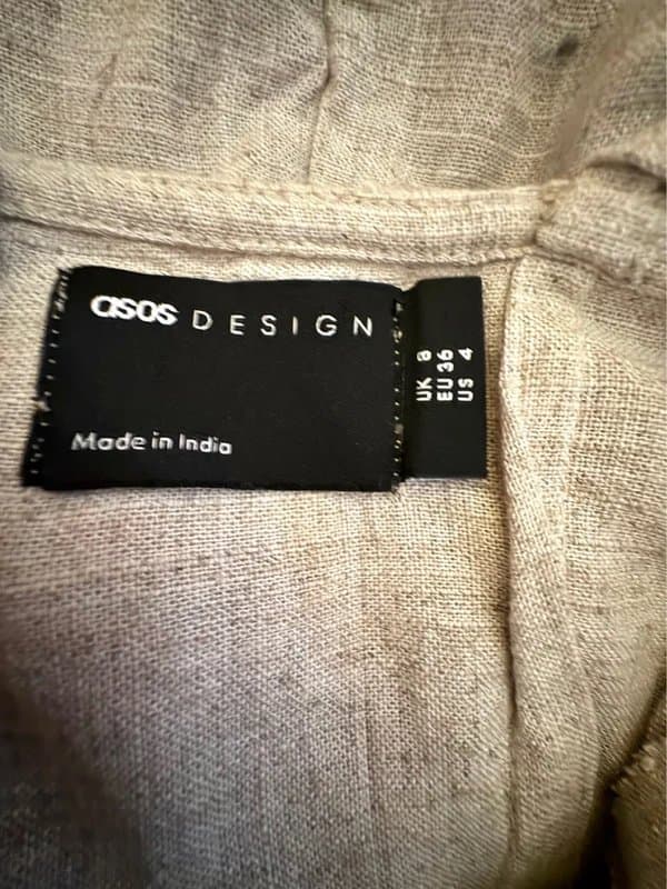 ASOS Design ASOS Design Natural Viscose/Flax Ruched Cut Out Dress 8