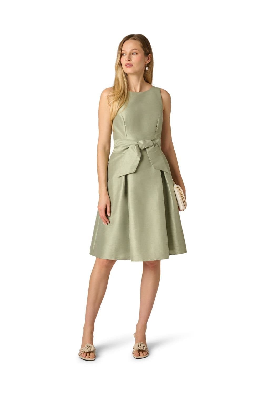 Adrianna Papell Adrianna Papell Women's Dupioni Tie Front Dress in Green