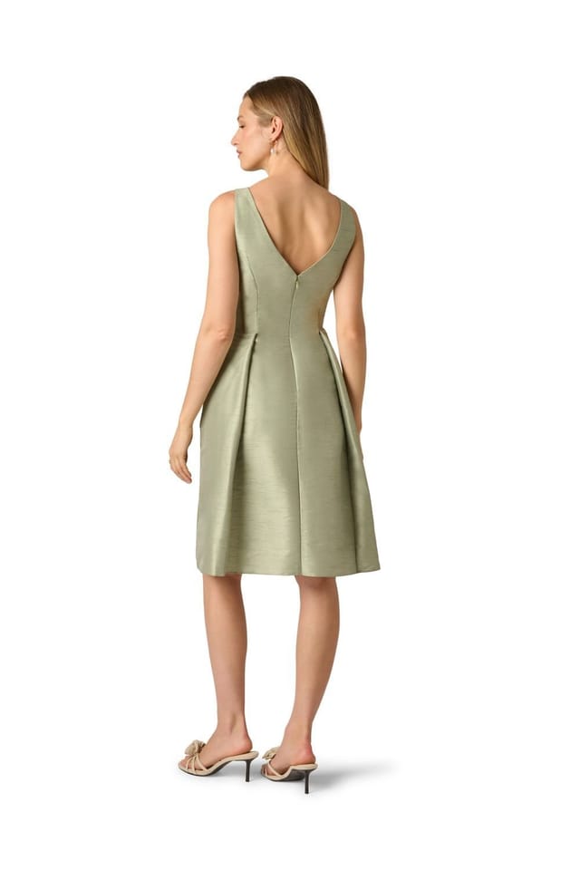 Adrianna Papell Adrianna Papell Women's Dupioni Tie Front Dress in Green - 3