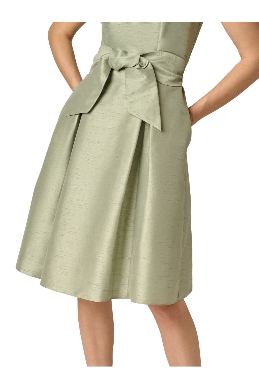 Adrianna Papell Adrianna Papell Women's Dupioni Tie Front Dress in Green - 4