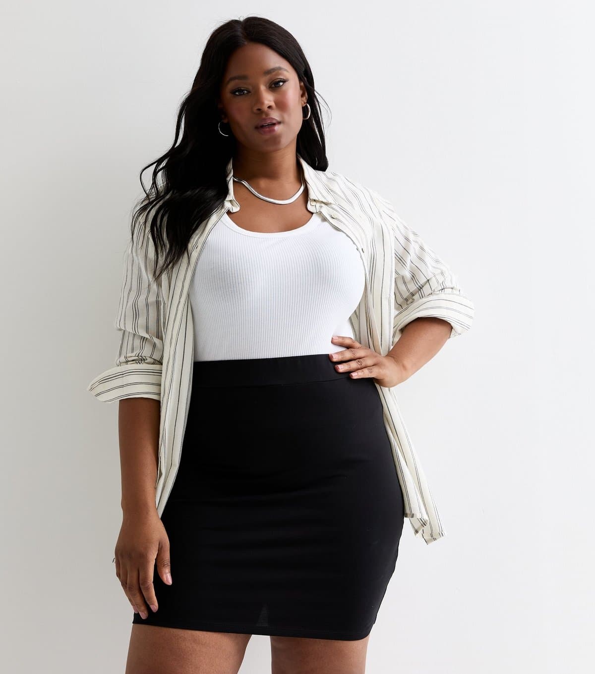 New Look Women's Plus Size Black Mini Tube Skirt Curves New Look