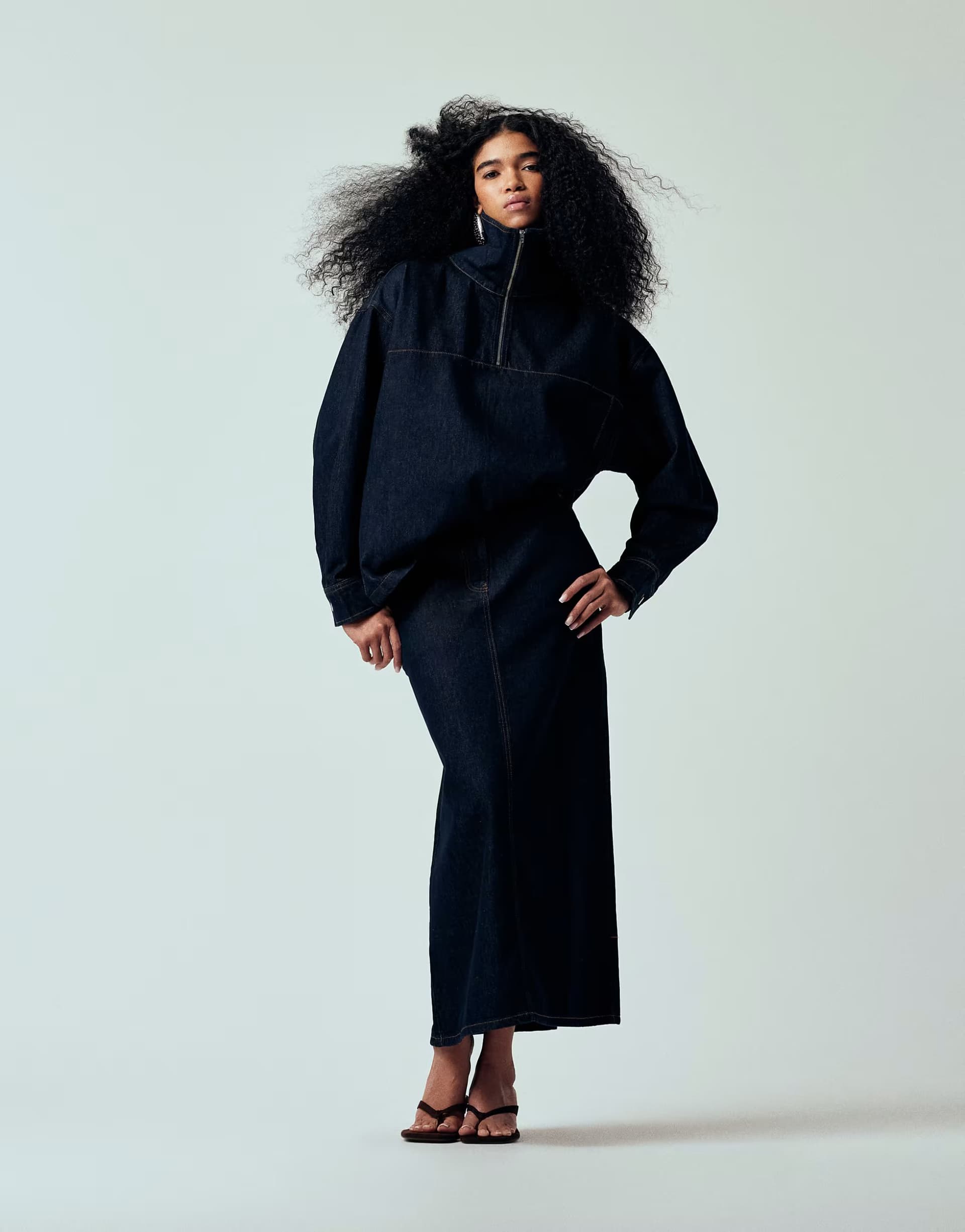 ASOS ASOS DESIGN denim oversized funnel jacket co ord in indigo