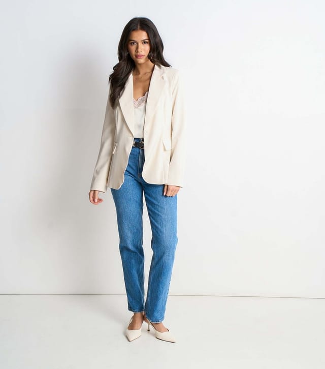 Gini London Women's Off White Seamed Breasted Blazer Gini London New Look - 2