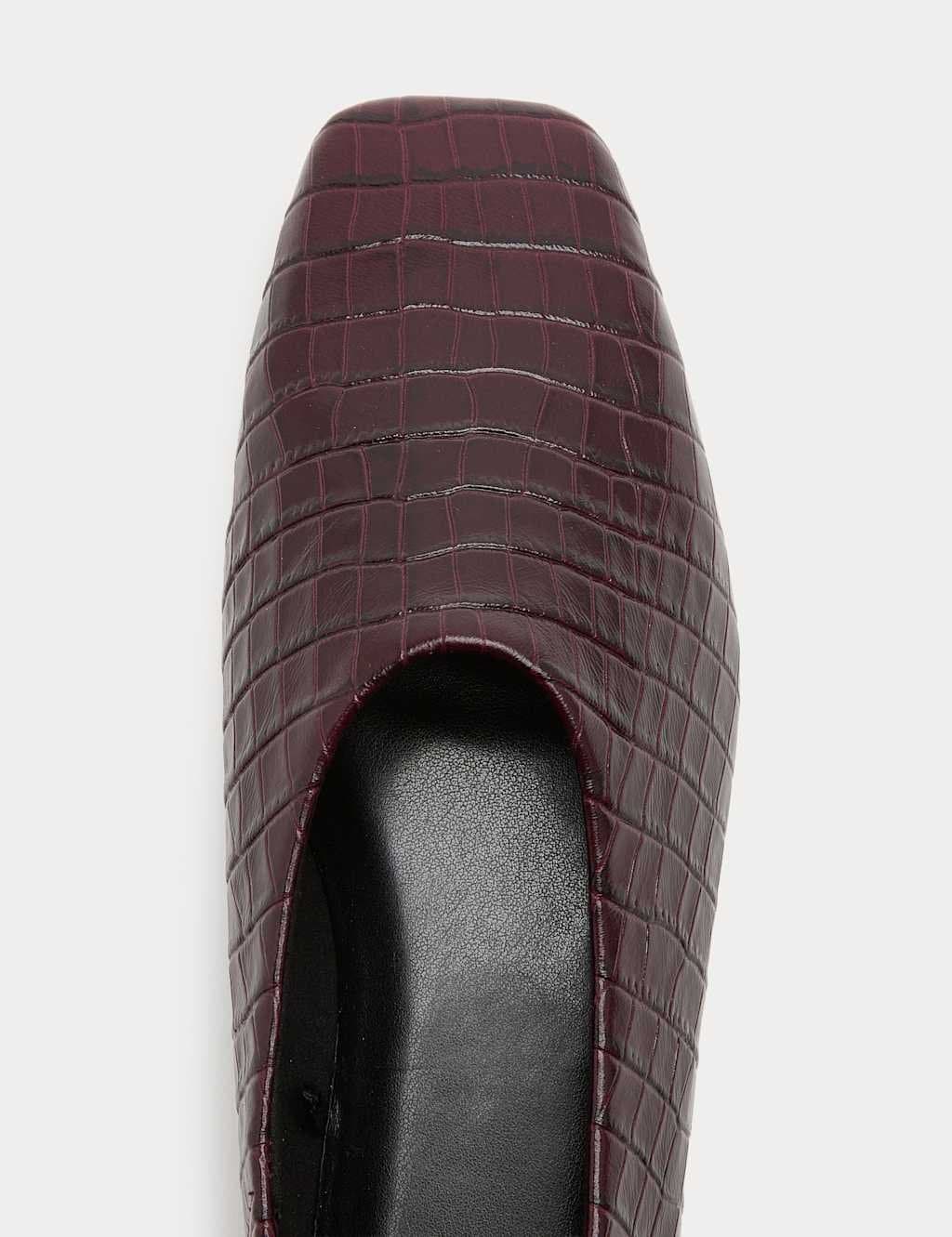 Marks & Spencer M&S Leather Croc Ballet Pumps Plum